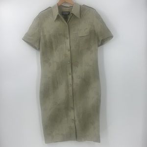 Patrick Silk soft spring green button down short sleeve dress